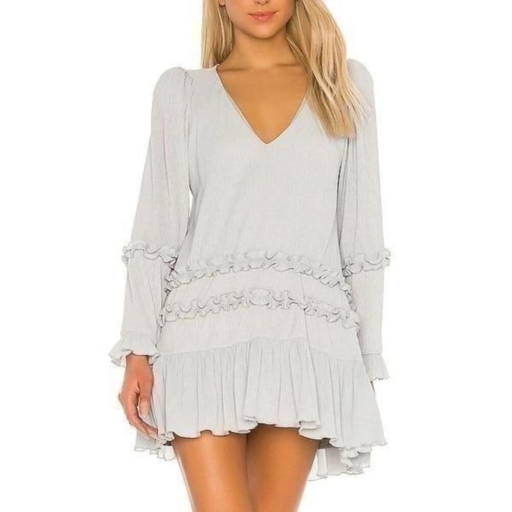 Tularosa Revolve Ruffle Mini Dress Long Sleeve Tiered Boho Party Dress Size S